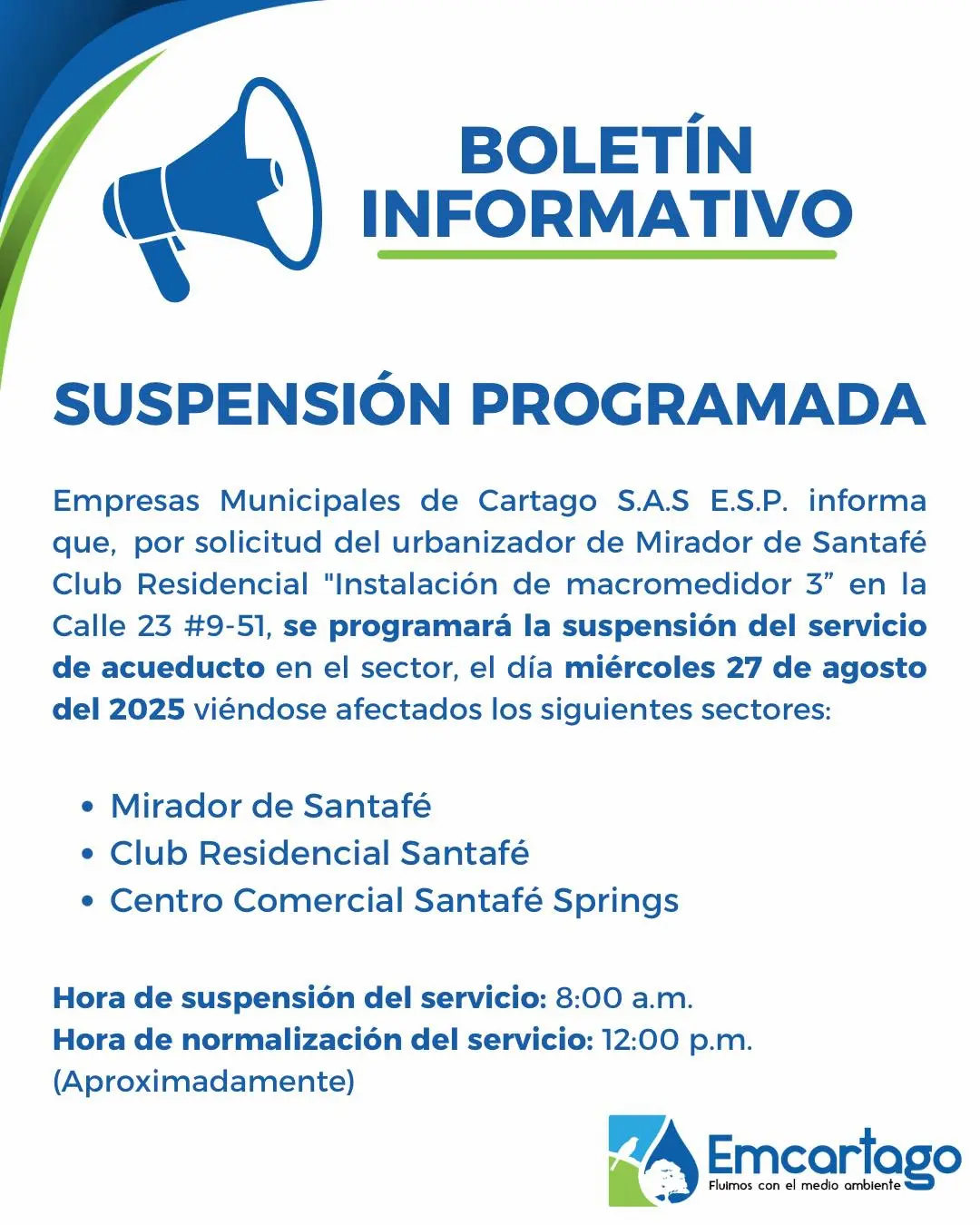 suspension acueducto